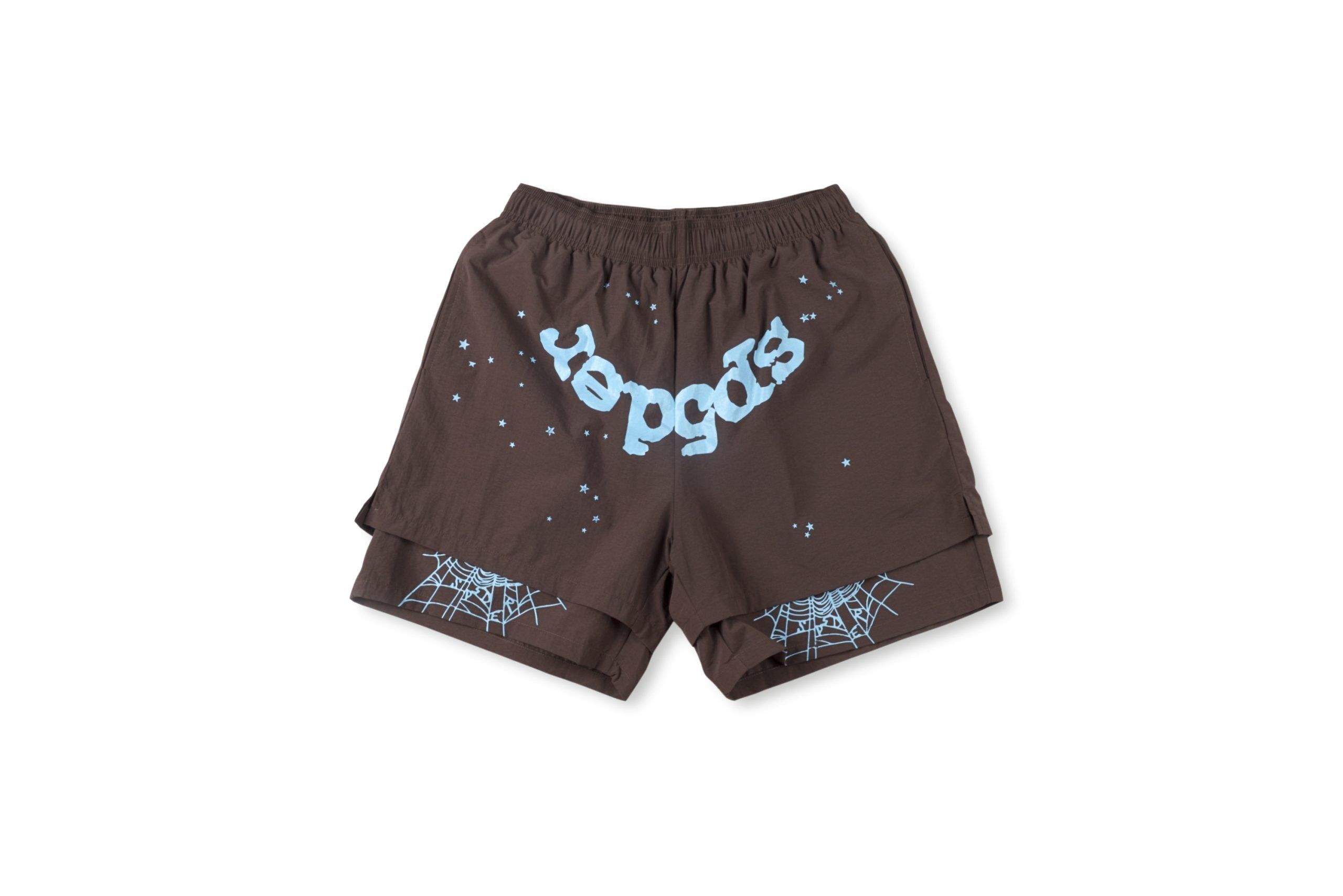 Sp5der OG Web Double Layer Brown Shorts Sp5der OG Web Double Layer Brown Shorts